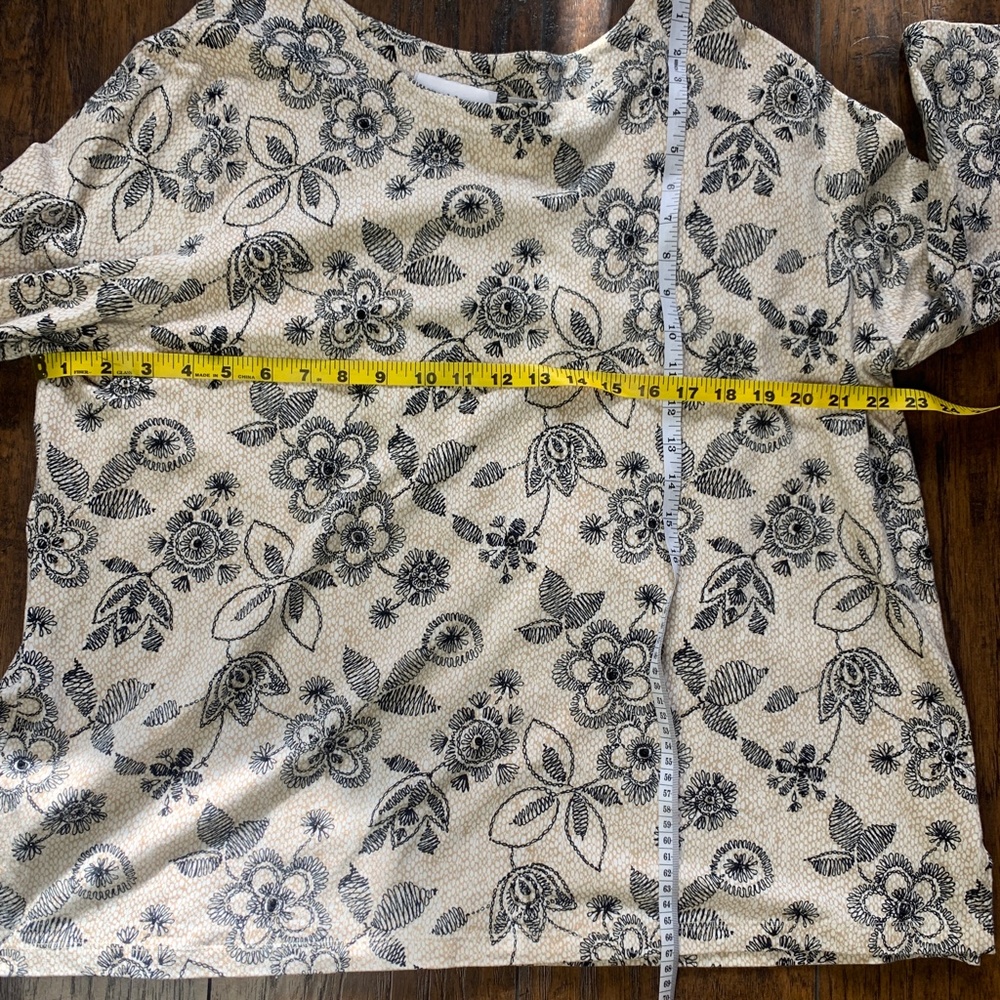 Alfred Dunner Floral 3/4 Cotton Blouse Top - XL, neutral beaded gray black cream - Picture 11 of 11